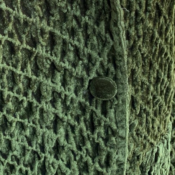 Great Cavalier Dark Green Crushed Velvet Crinkle Diamond Pattern Button Blazer-M - Picture 4 of 15